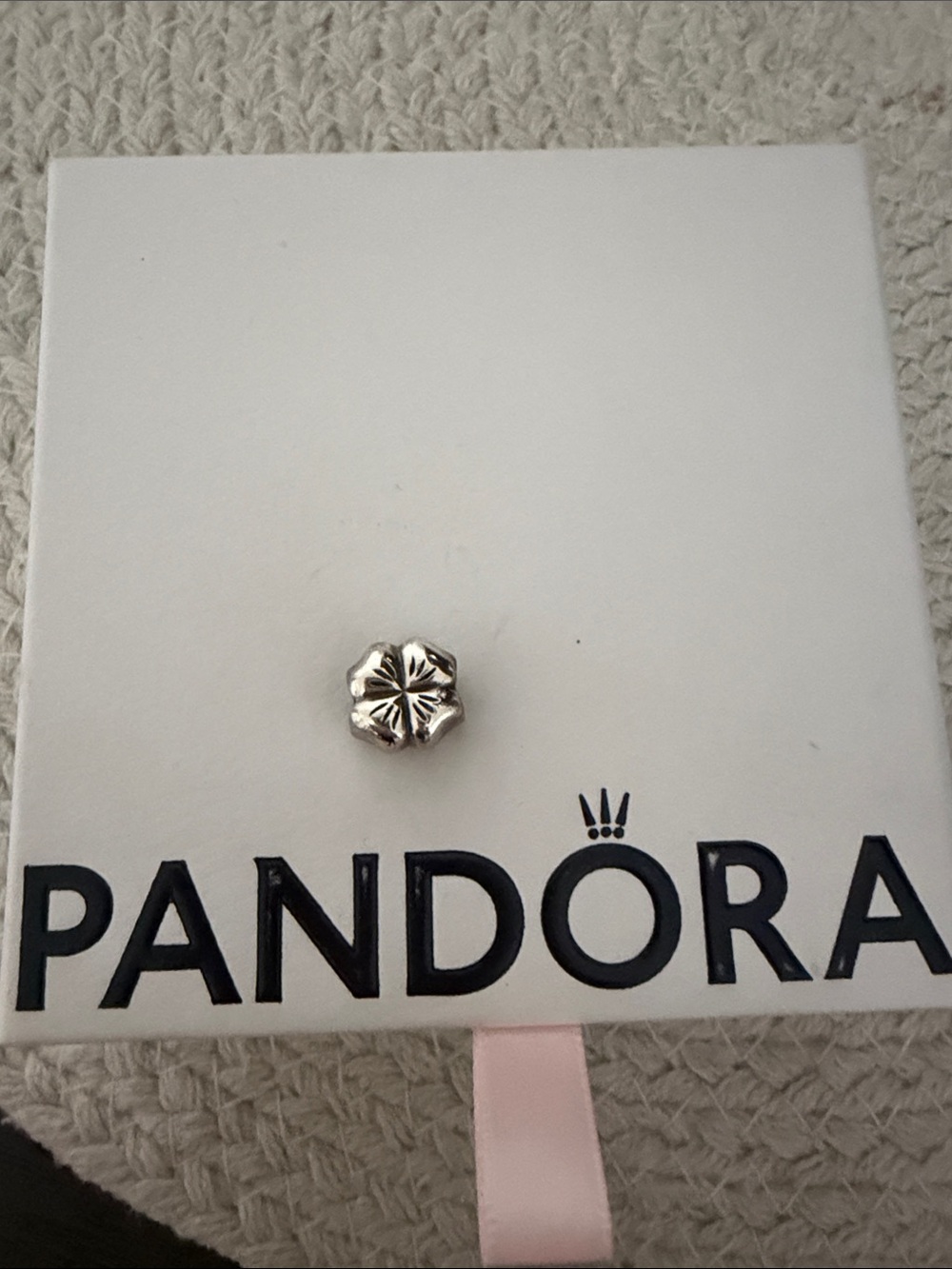 Pandora Silver Floral 4 Leaf Clover Spacer Charm - Polished Silver Flower